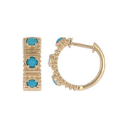 EHZ57707TQ. 14K Solid Gold Turquoise Hoops